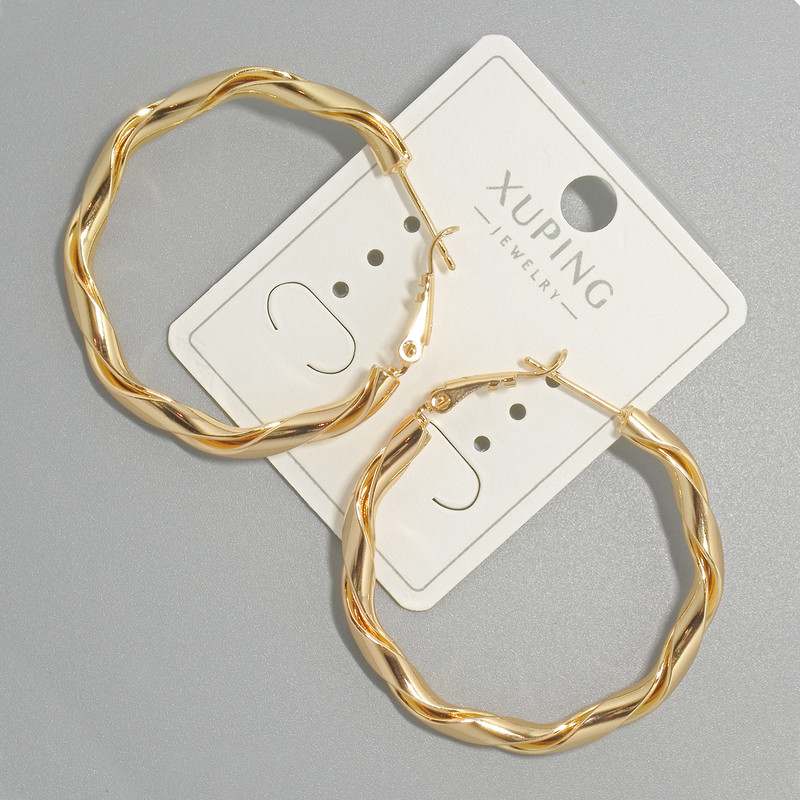 Сережки кільця Xuping, товщина 3, 5мм, діаметр 39х41мм+ - позолота 18К