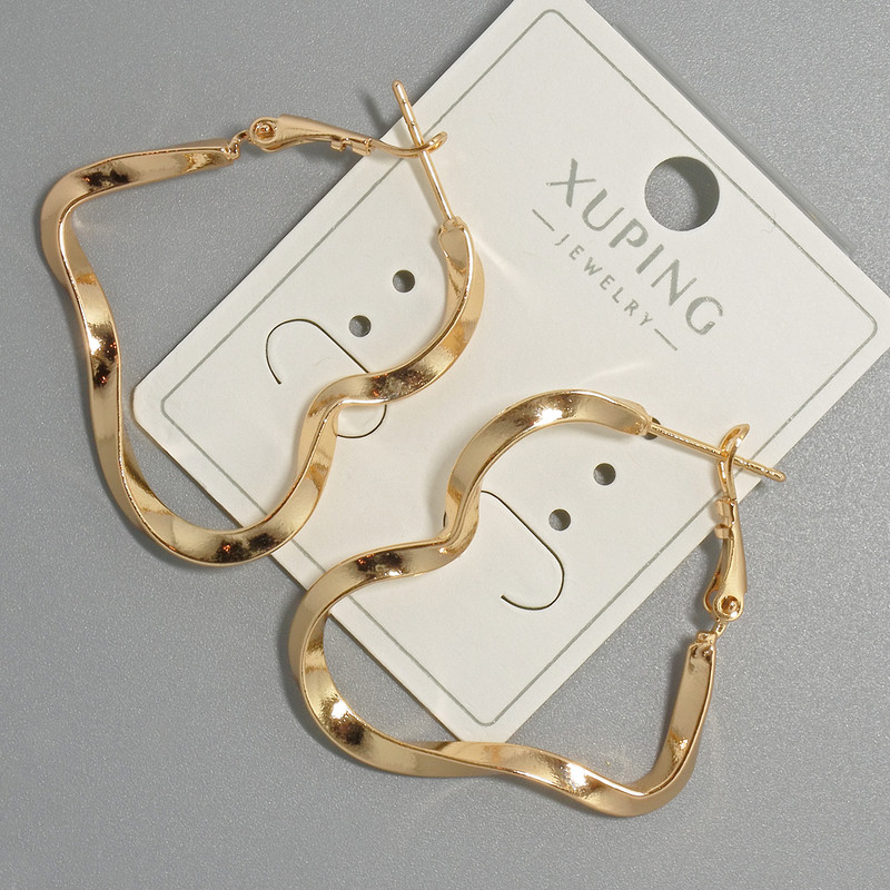 Сережки кільця Xuping, товщина 3мм, діаметр 34х51мм+ - позолота 18К