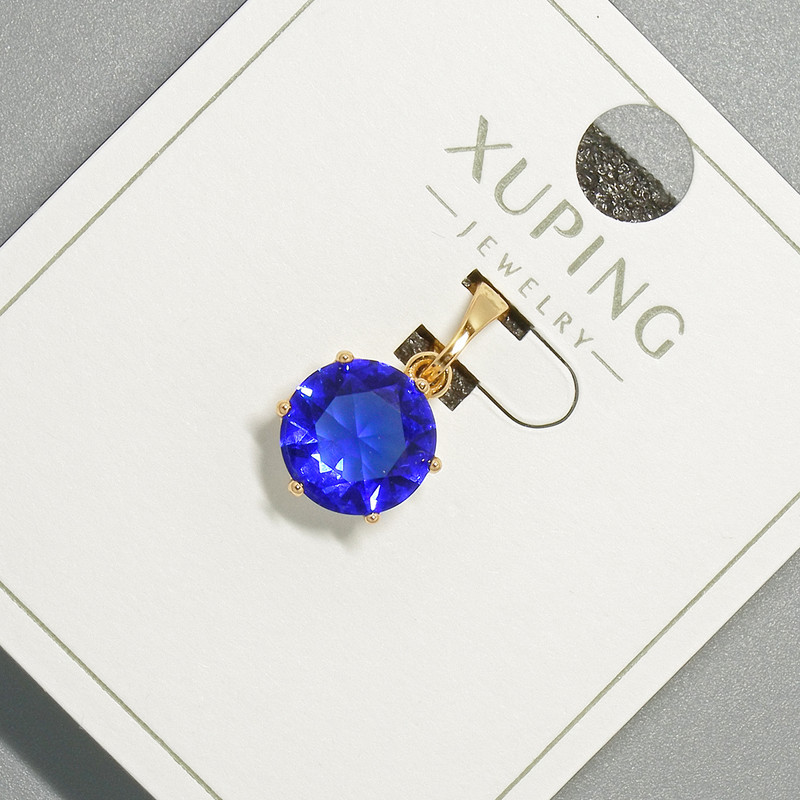 Кулон Xuping з синім кристалом, діаметр 9мм+ -, довжина 17мм+- позолота 18К