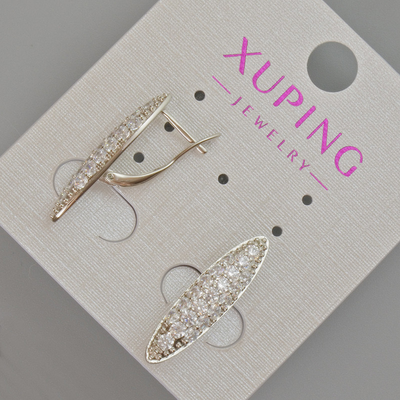 Сережки Xuping з білими стразами, діаметр 23х6мм+- Родій