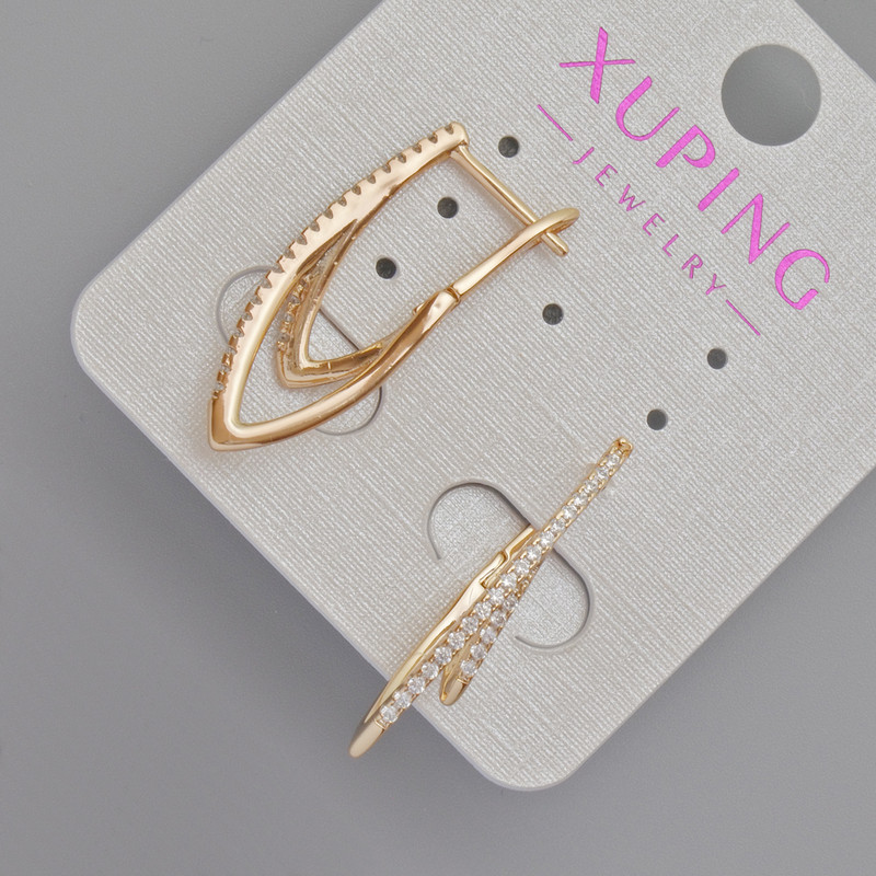 Сережки Xuping з білими стразами, діаметр 28х4, 5мм+- Позолота 18К