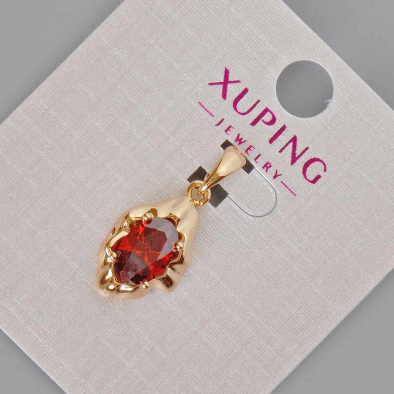 Кулон Xuping з червоним кристалом, діаметр 24х11мм+- Позолота 18К
