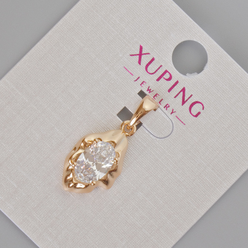 Кулон Xuping з білим кристалом, діаметр 24х11мм+- Позолота 18К