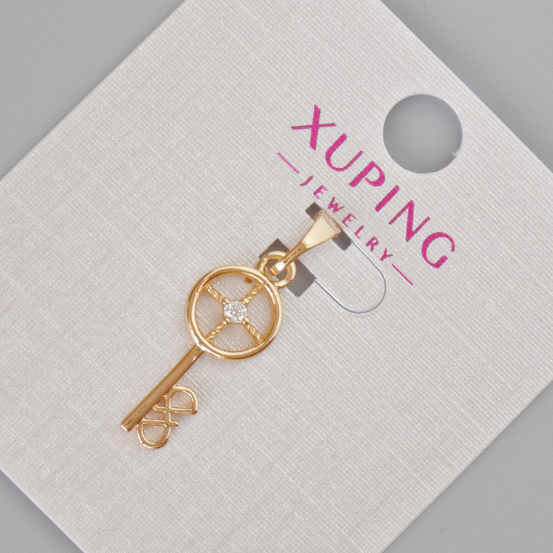 Кулон Xuping "Ключ" з білими стразами, діаметр 26х8мм+- Позолота 18К