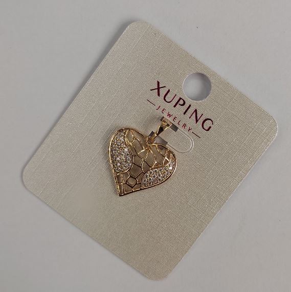 Кулон Xuping "Серце" з білими стразами, діаметр 23х18мм+- Позолота 18К