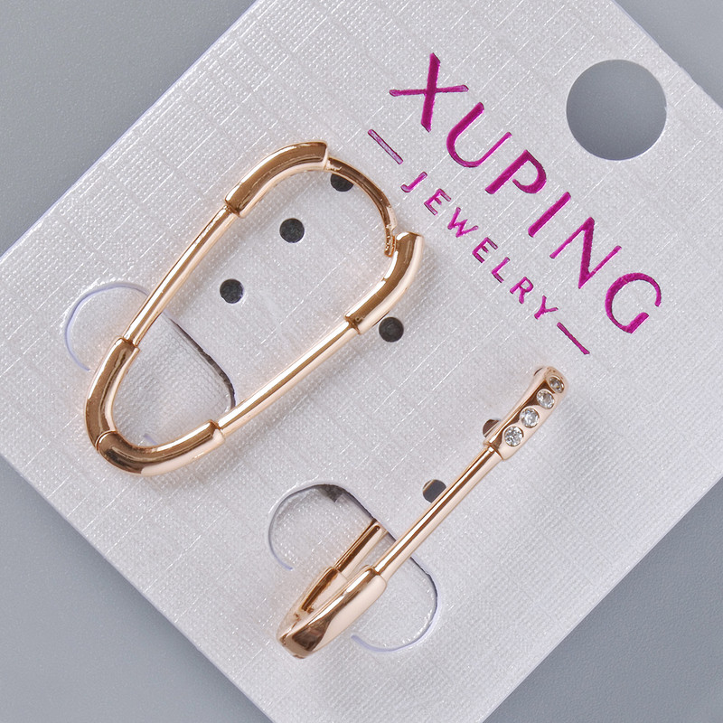 Сережки Xuping з білими стразами, діаметр 26, 5х2мм+-, позолота 18К