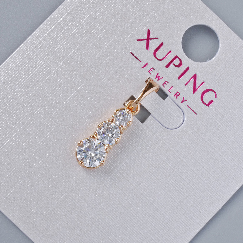 Кулон Xuping з білими кристалами, діаметр 15х6мм+ -, довжина 20мм+- позолота 18К