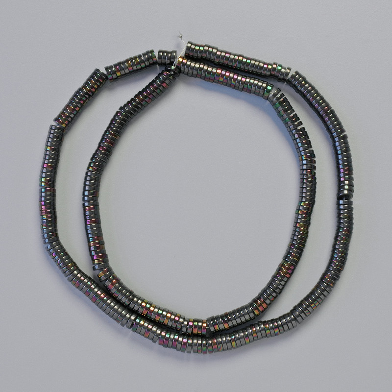 Намистини вставки Гематит рондель колір мультиколір чорний, діаметр 4х1мм+-, довжина 40см+- низка