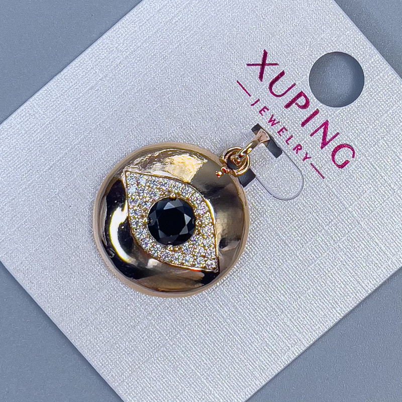 Кулок Xuping з білими стразами та чорним кристалом, діаметр 19, товщина 5мм+-, довжина 29мм+- позолота