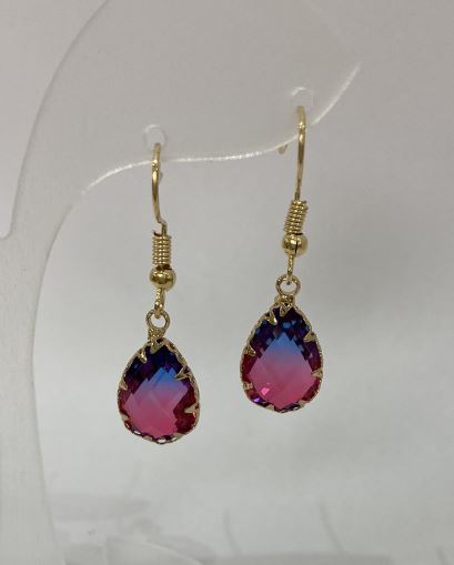 Сережки Крапля мультиколір, діаметр 10м+-, довжина 34мм+