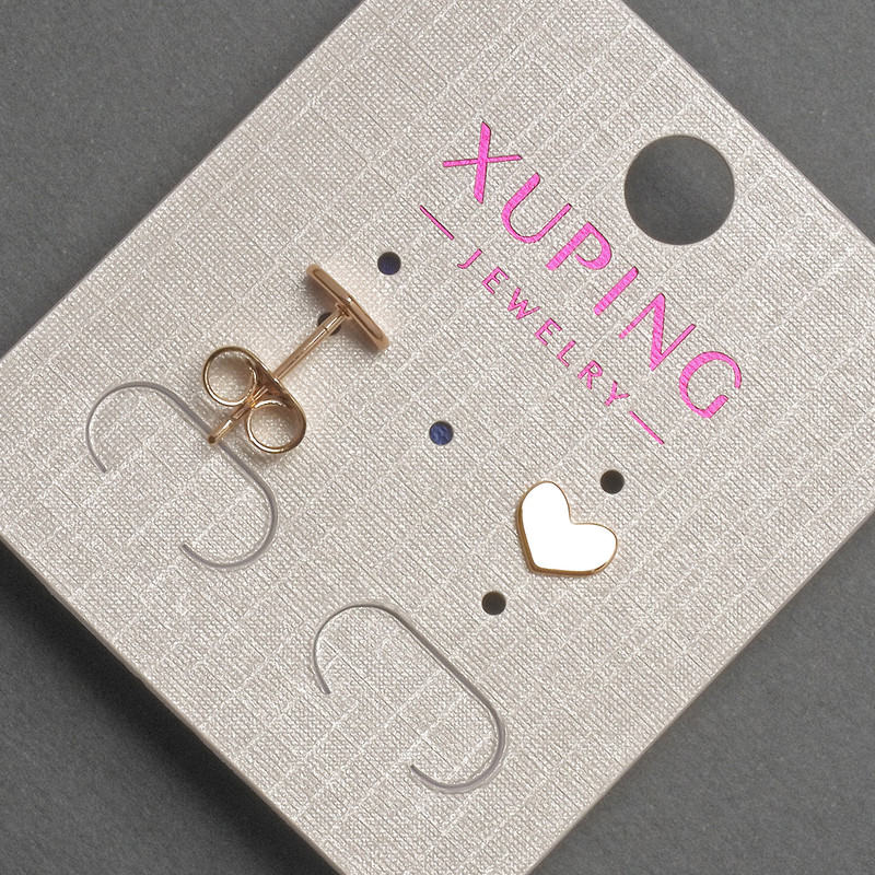 Сережки пусети кульчики Xuping серце, діаметр 7х5мм+- позолота 18к