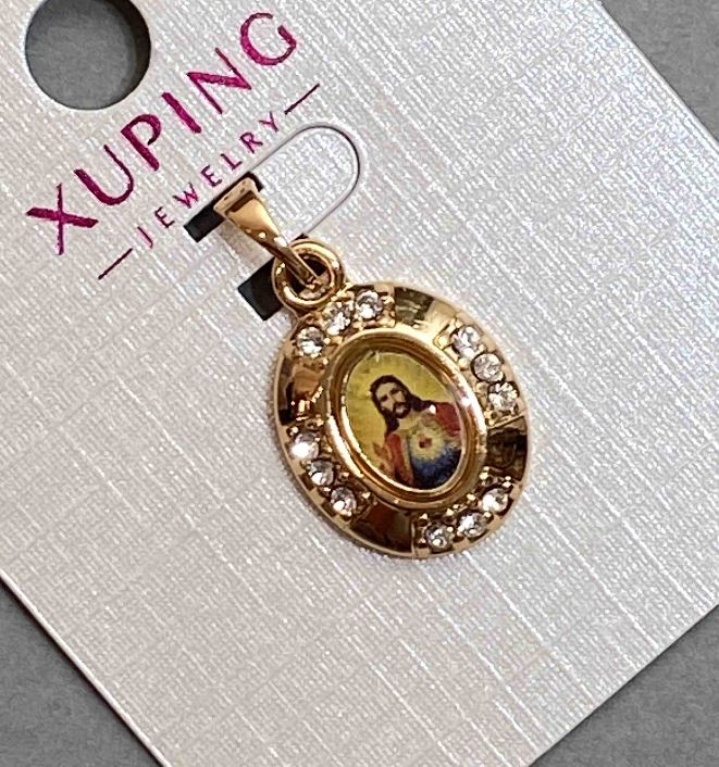 Кулон "Ікона" Xuping з білими стразами, діаметр 20х13мм+ -, довжина 24мм+- позолота 18К