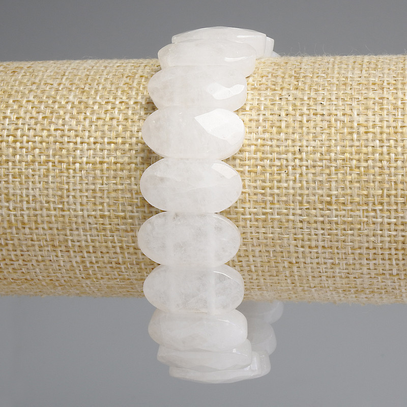 Браслет Гірський кришталь гранована закруглена ланка, діаметр 20х10, 5мм+-, довжина 18см+- стрейч