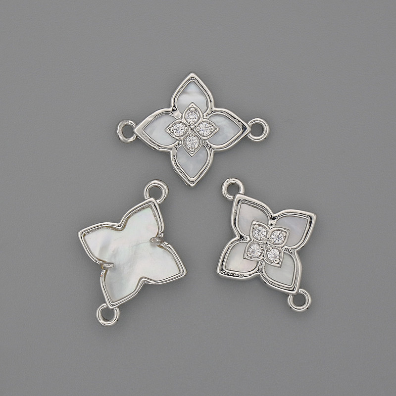 Конектор Перламутр 15х19мм+- сріблястий метал
