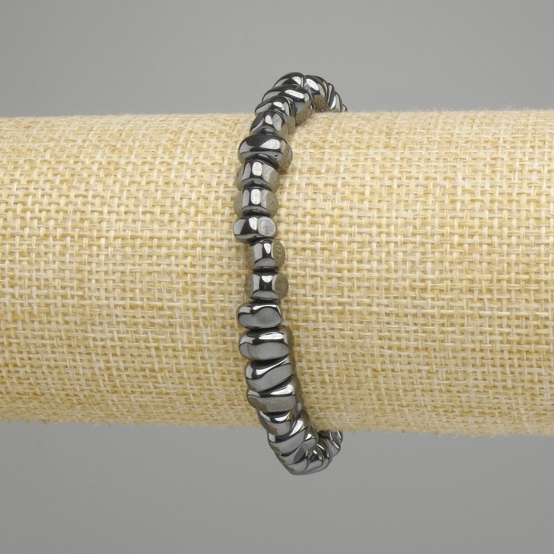 Браслет Гематит галтівка 5-8, 5х4, 5мм+-, довжина 18см +- стрейч