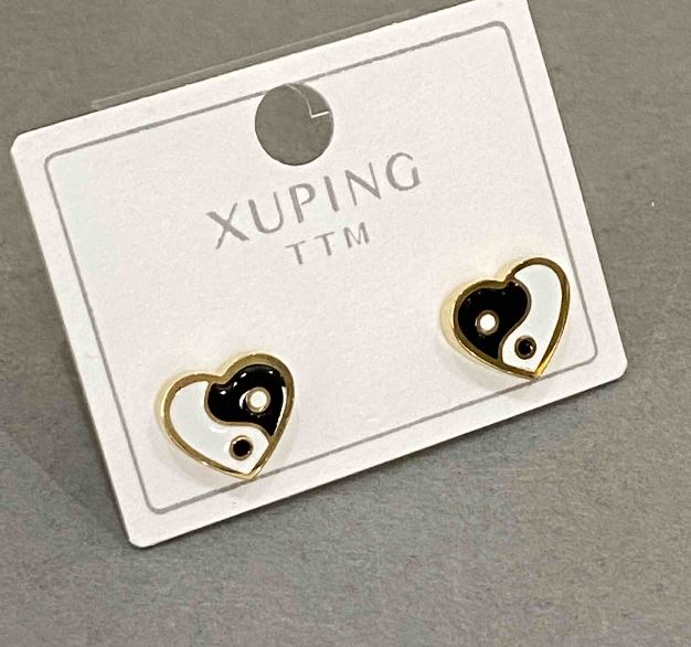 Сережки пусети кульчики Xuping серце, діаметр 10х9мм+- позолота 18к