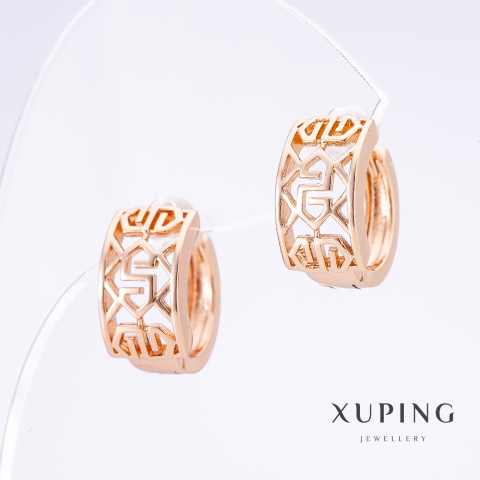 Сережки Xuping позолота 18К, довжина 1, 5 см, товщина 8мм