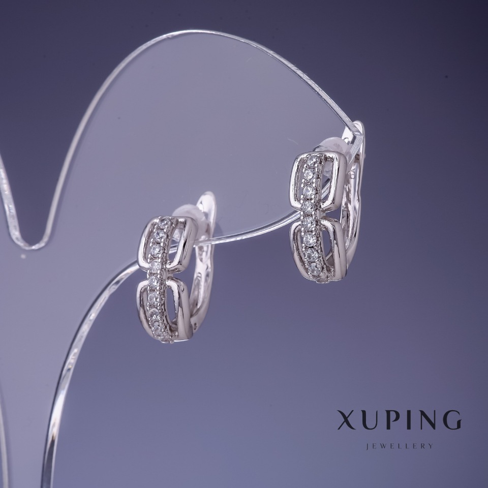 Сережки Xuping 6х14мм родій