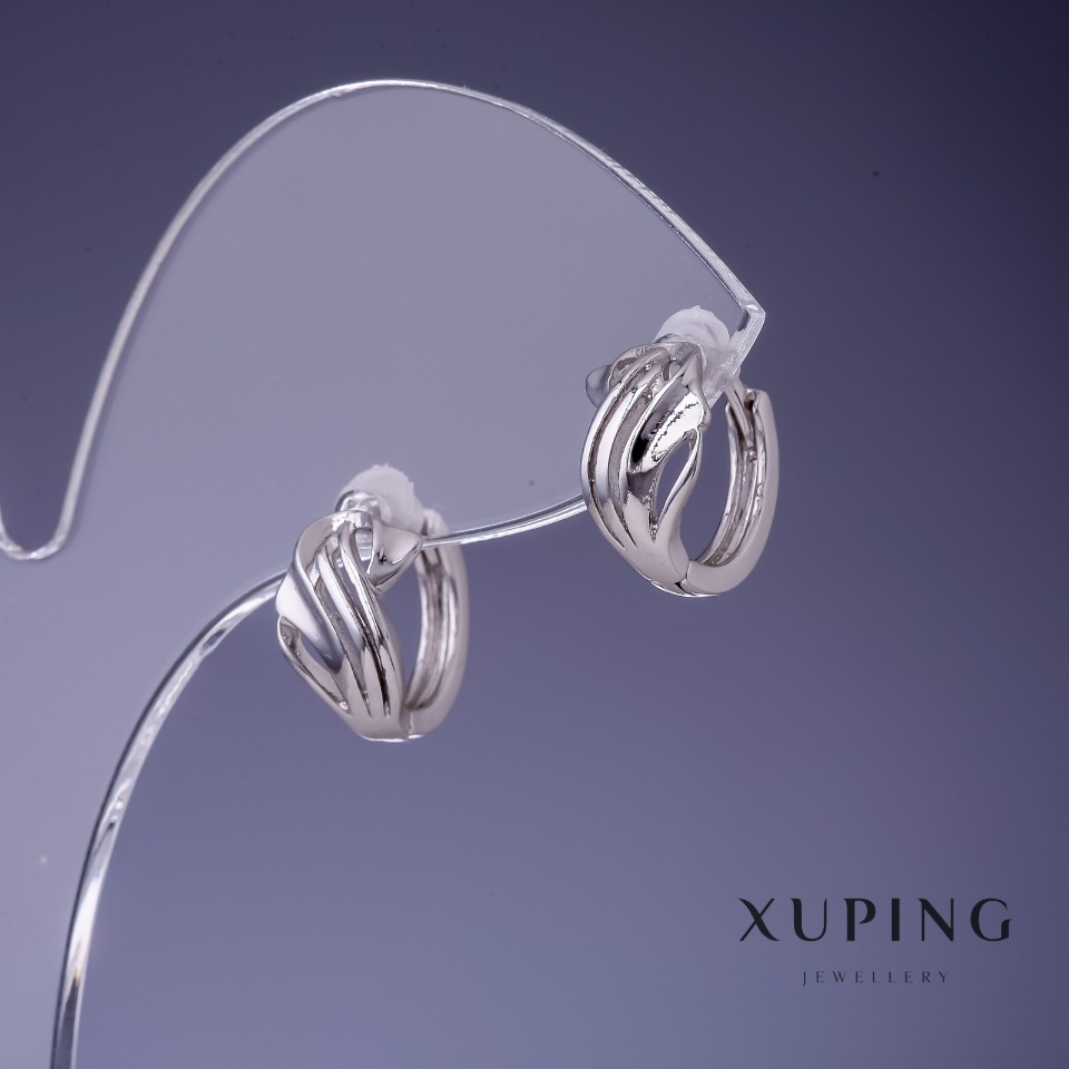 Сережки Xuping 12х7мм родій