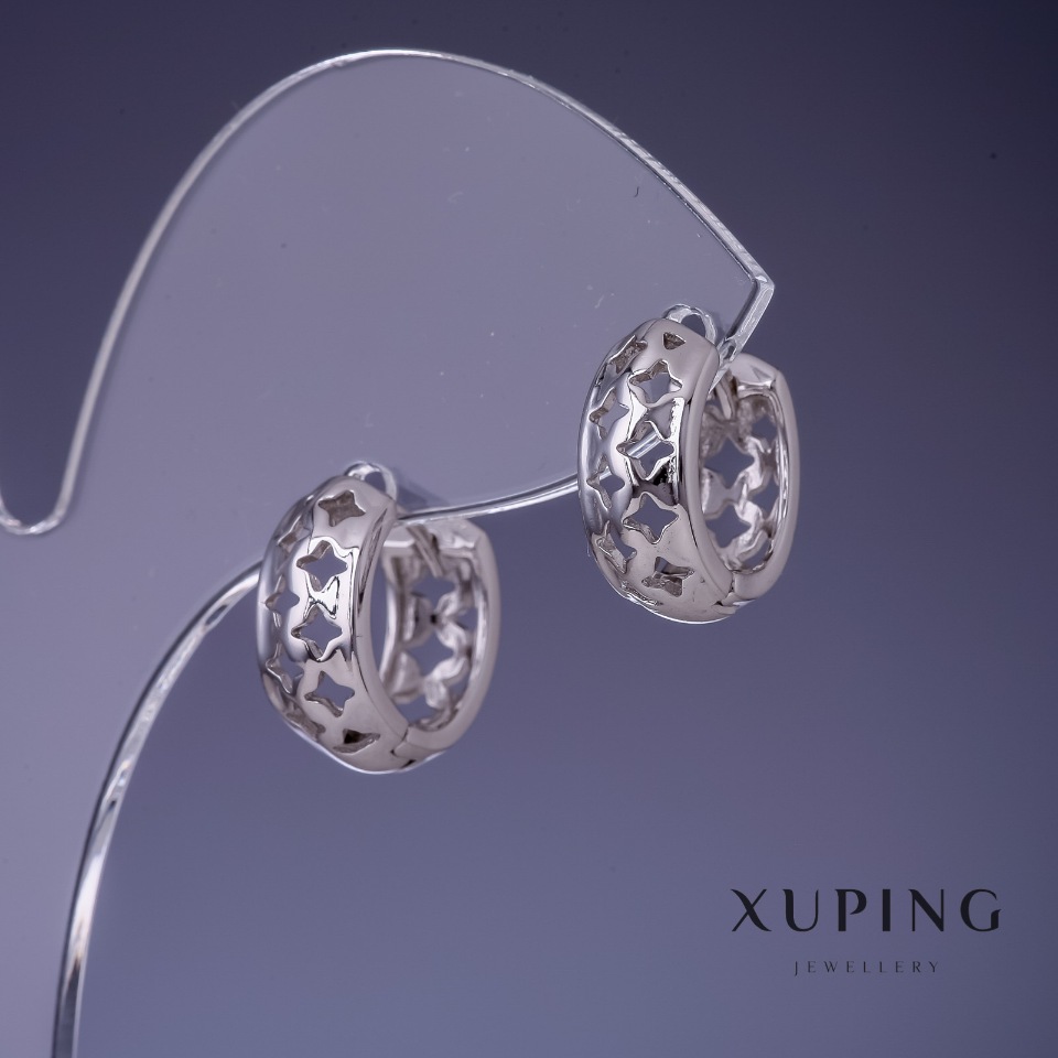 Сережки Xuping 15х6мм родій