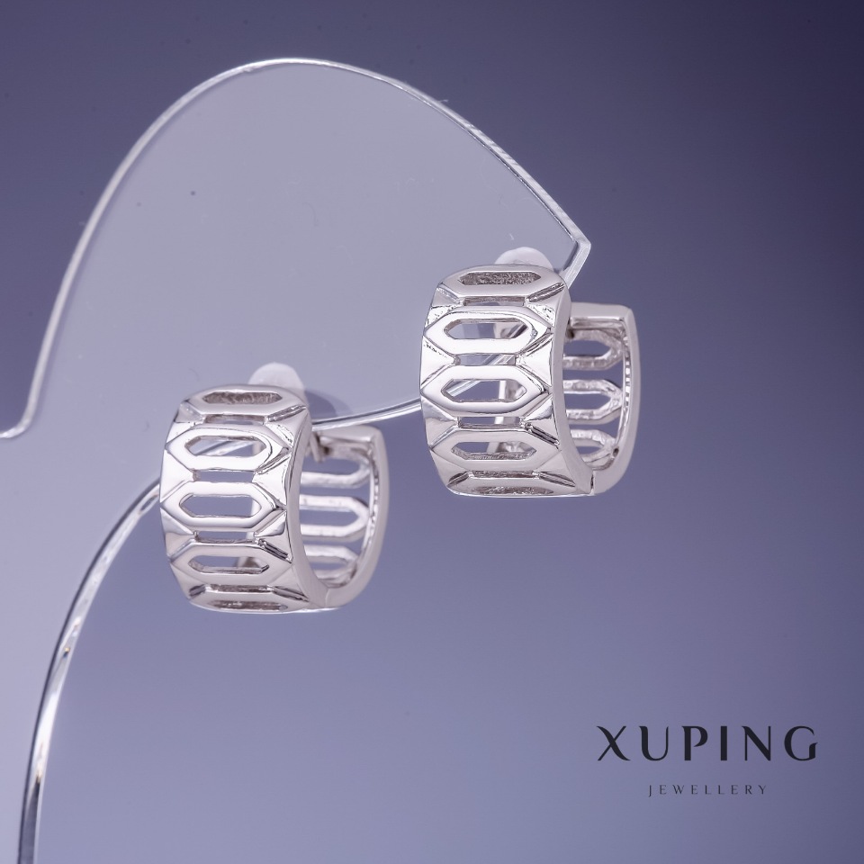 Сережки Xuping 14х9мм родій