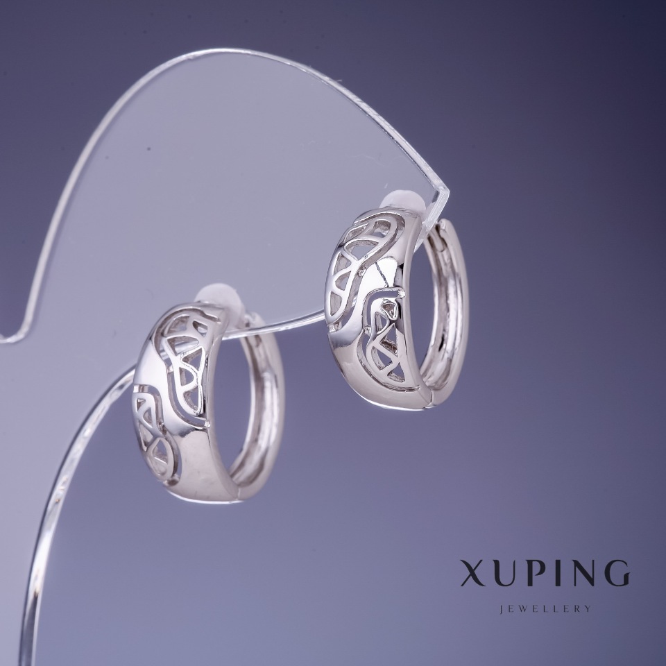 Сережки Xuping 16х7, 5мм родій