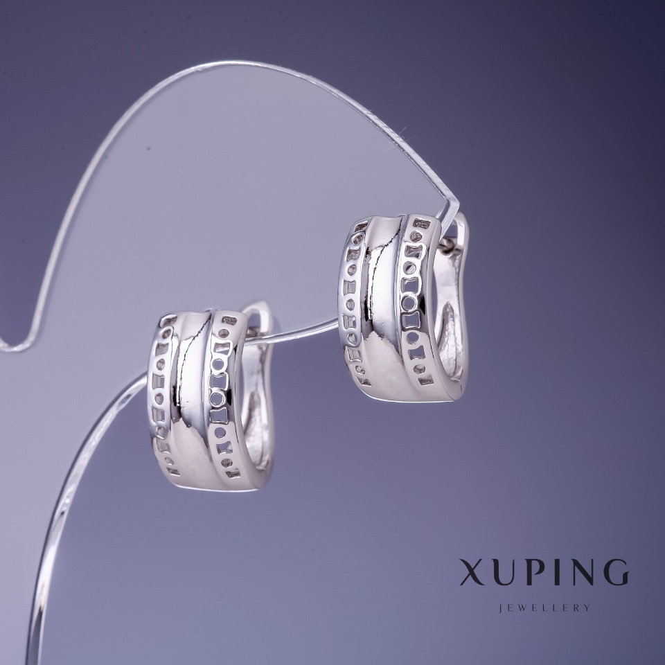 Сережки Xuping 18х8мм родій