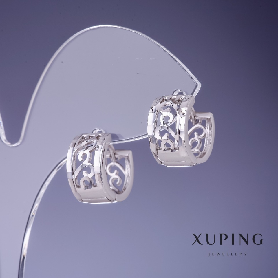 Сережки Xuping 14х8мм родій