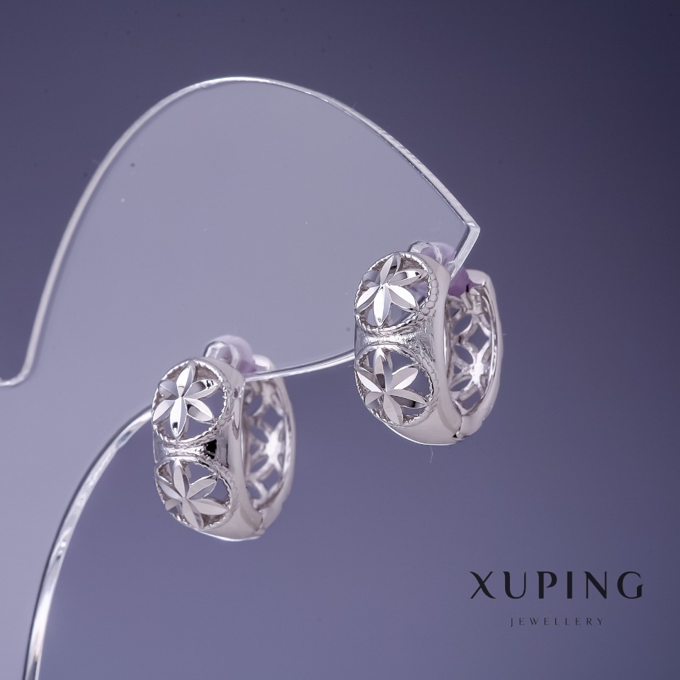 Сережки Xuping 8х14мм родій