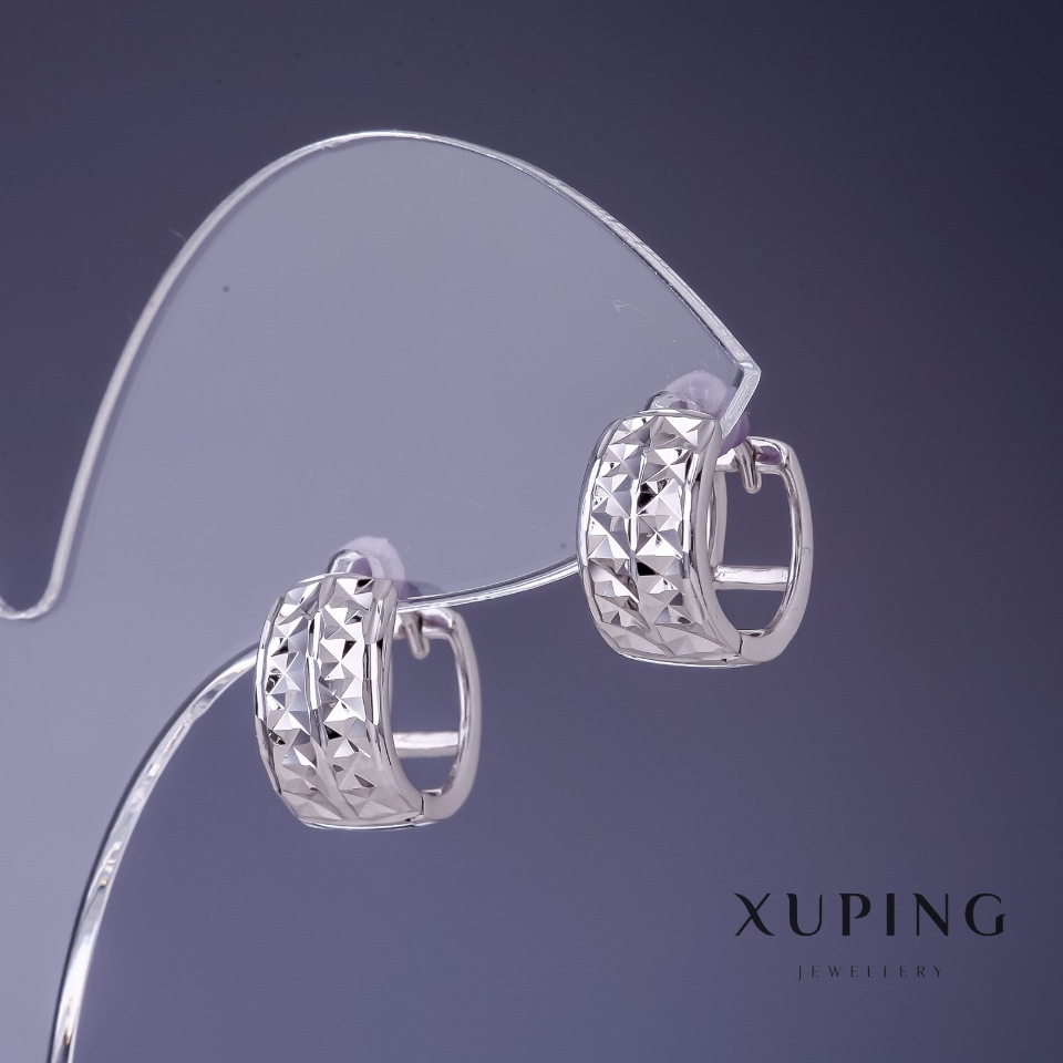 Сережки Xuping 7х11мм родій