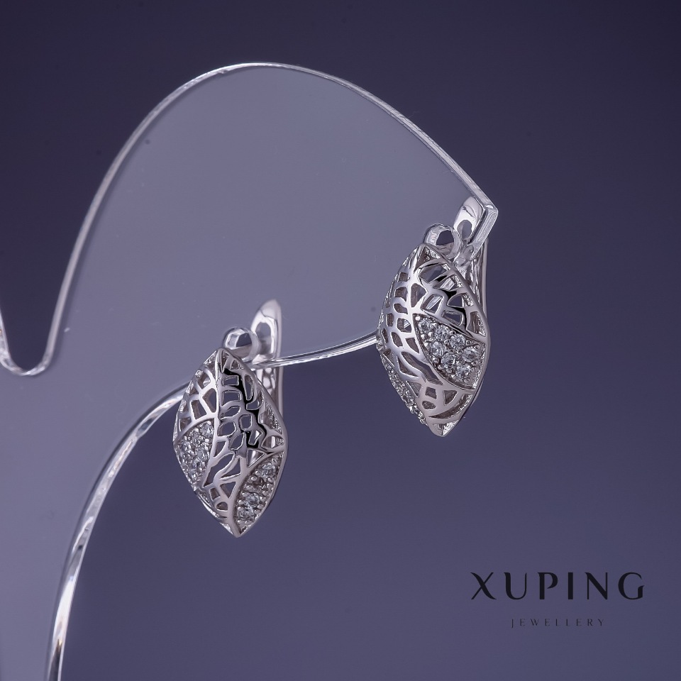 Сережки Xuping 14х9мм родій