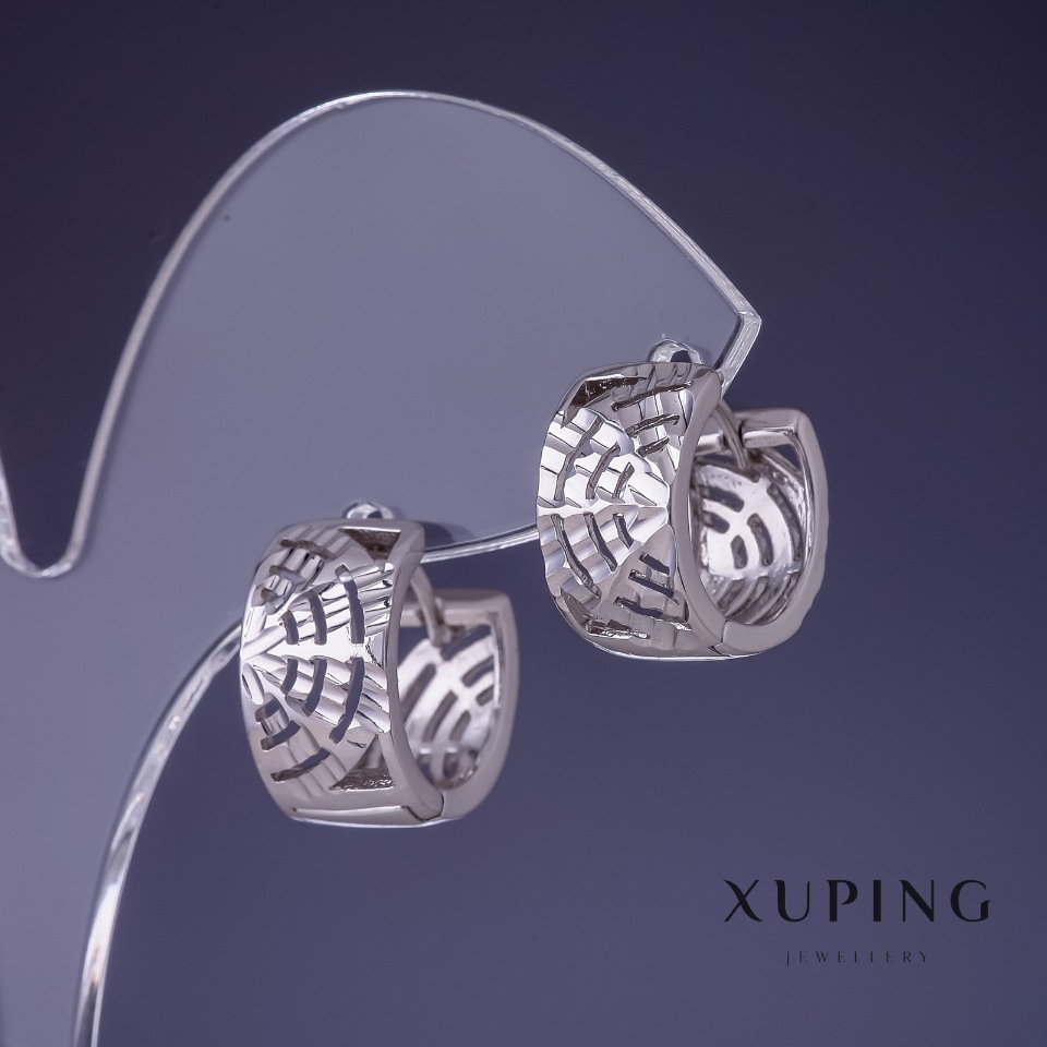 Сережки Xuping 14х8мм родій