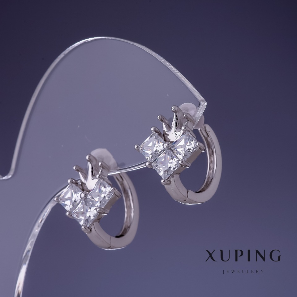 Сережки Xuping Корона 12х14мм родій