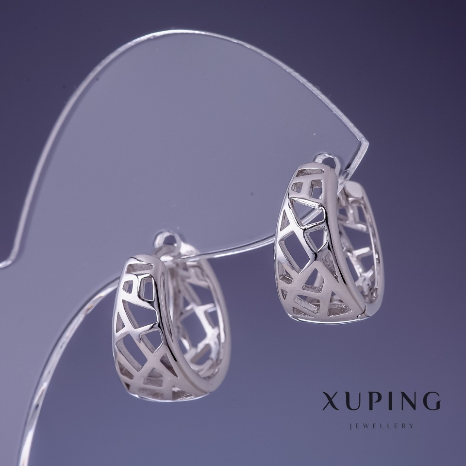 Сережки Xuping 16х8мм родій