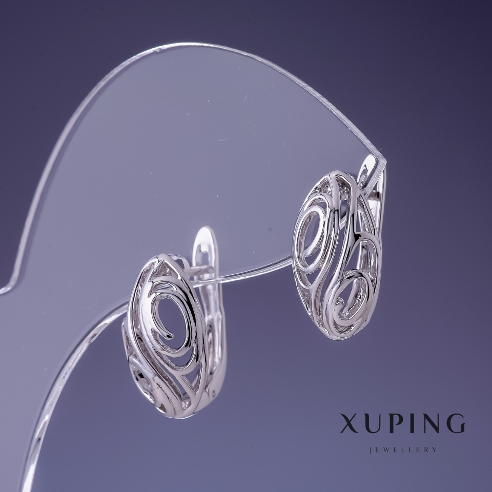 Сережки Xuping 16х9мм родій