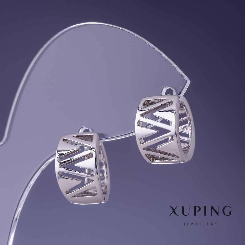 Сережки Xuping 12х10мм родій