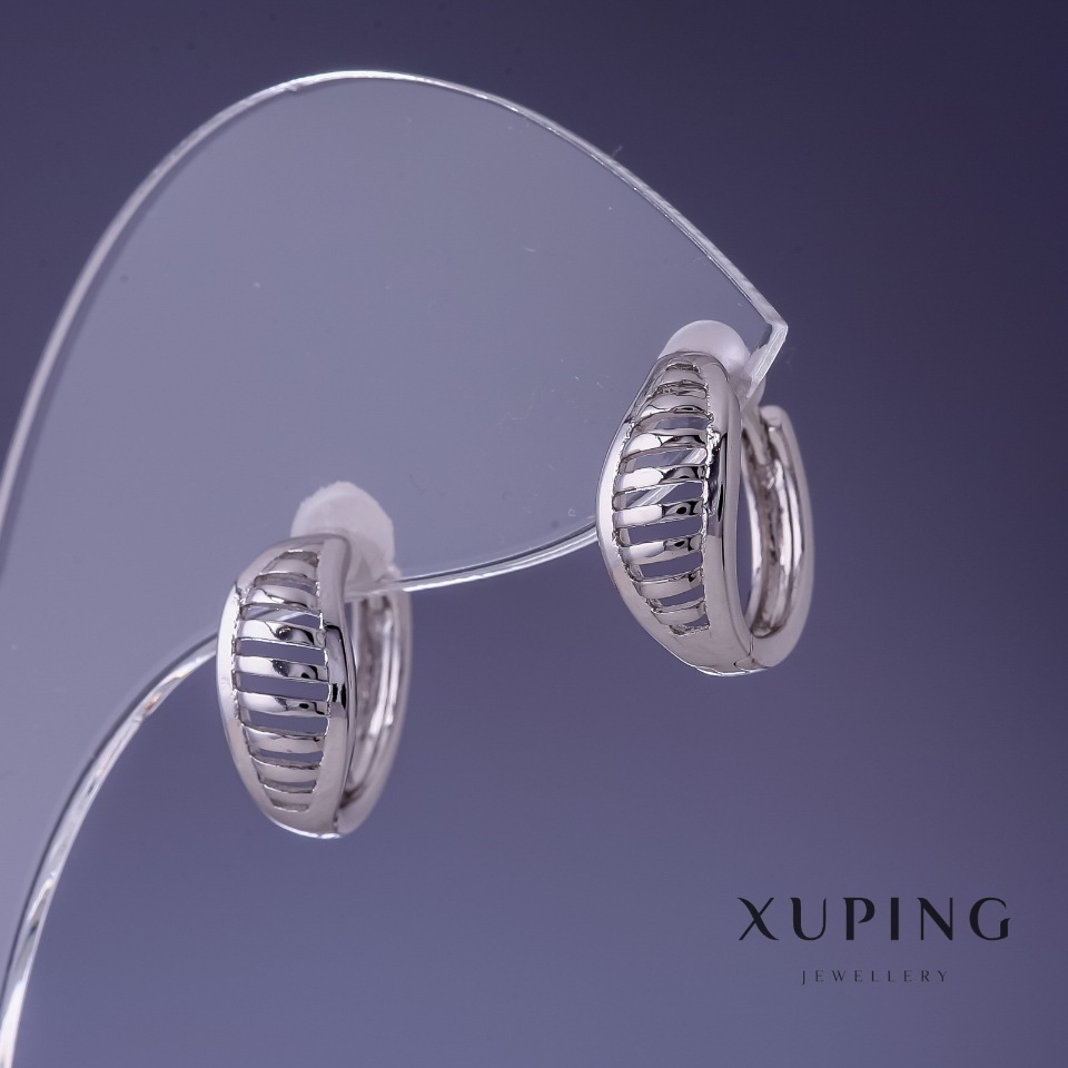 Сережки Xuping 13х7мм родій