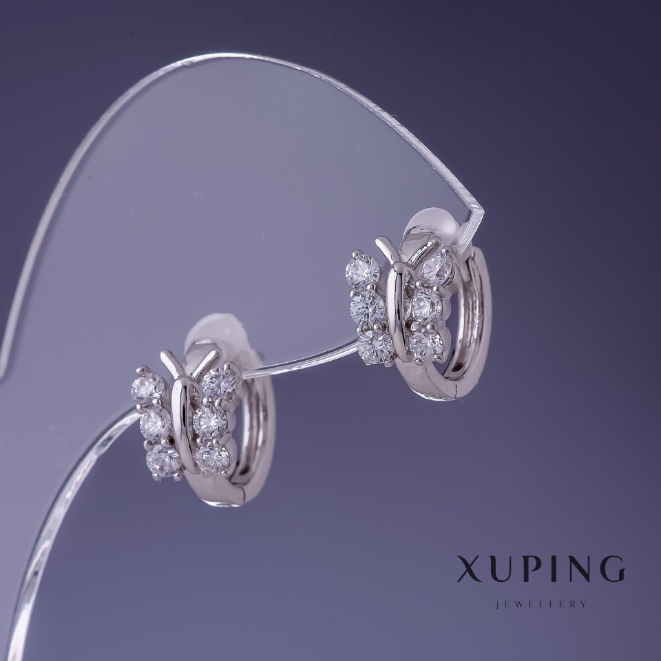 Сережки Xuping Метелики 11х9мм родій