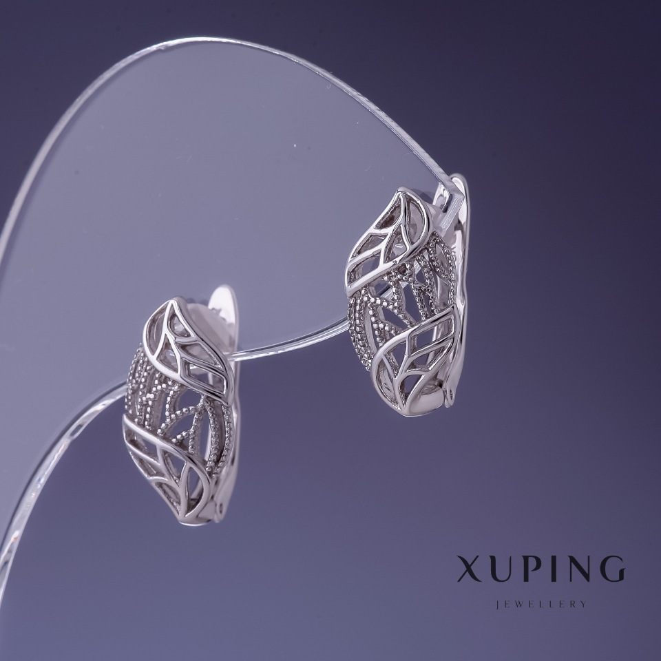 Сережки Xuping 16х8мм родій