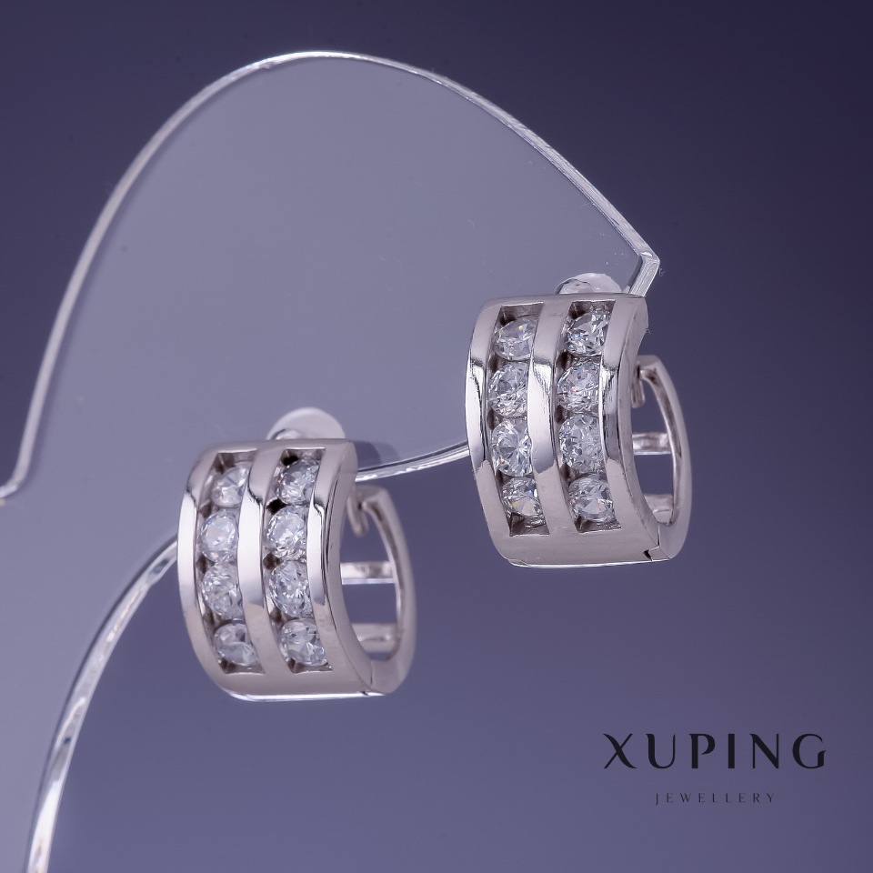 Сережки Xuping 9х14мм родій