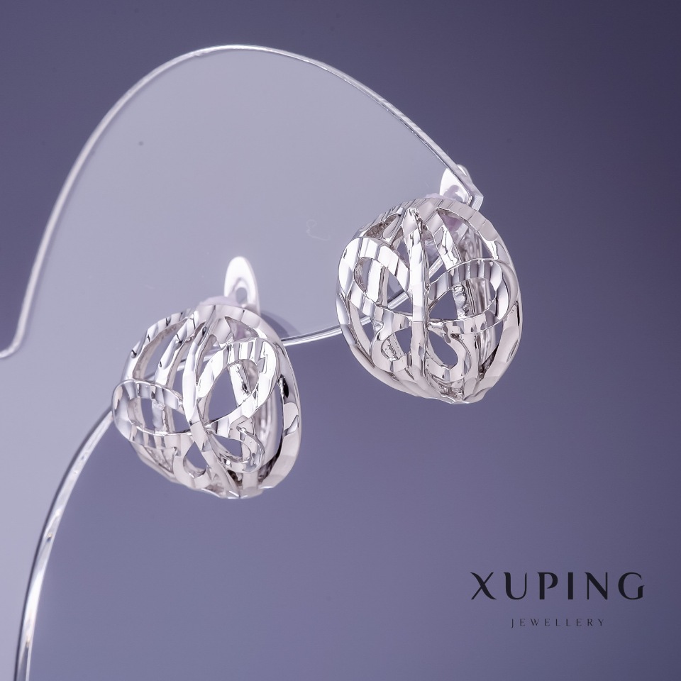 Сережки Xuping 14х15мм родій