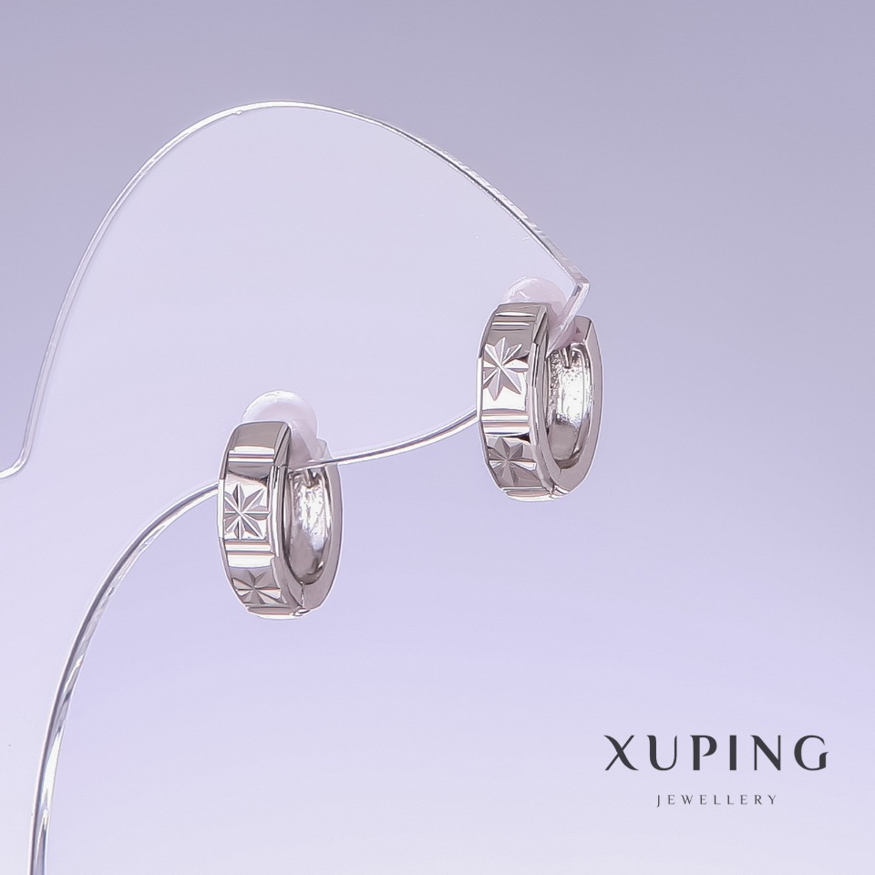 Сережки Xuping, довжина 13мм, товщина 4мм родій