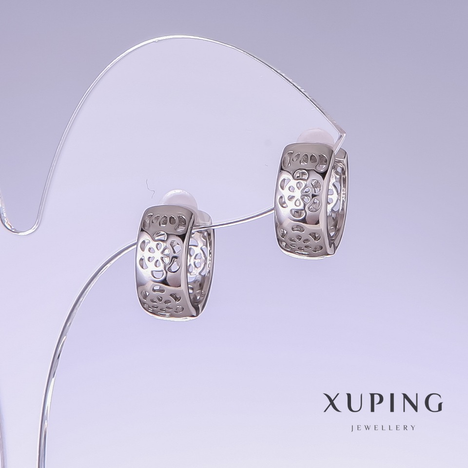 Сережки Xuping, довжина 14мм, товщина 6мм родій