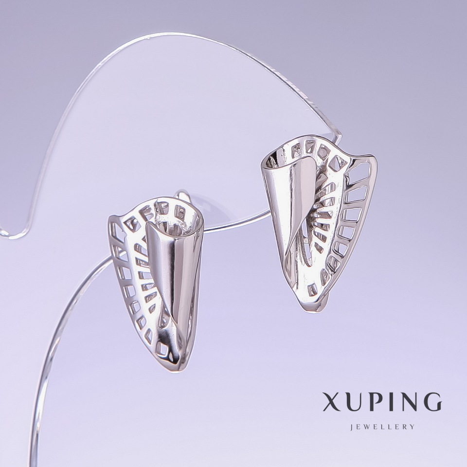 Сережки Xuping, довжина 20мм, товщина 13мм родій