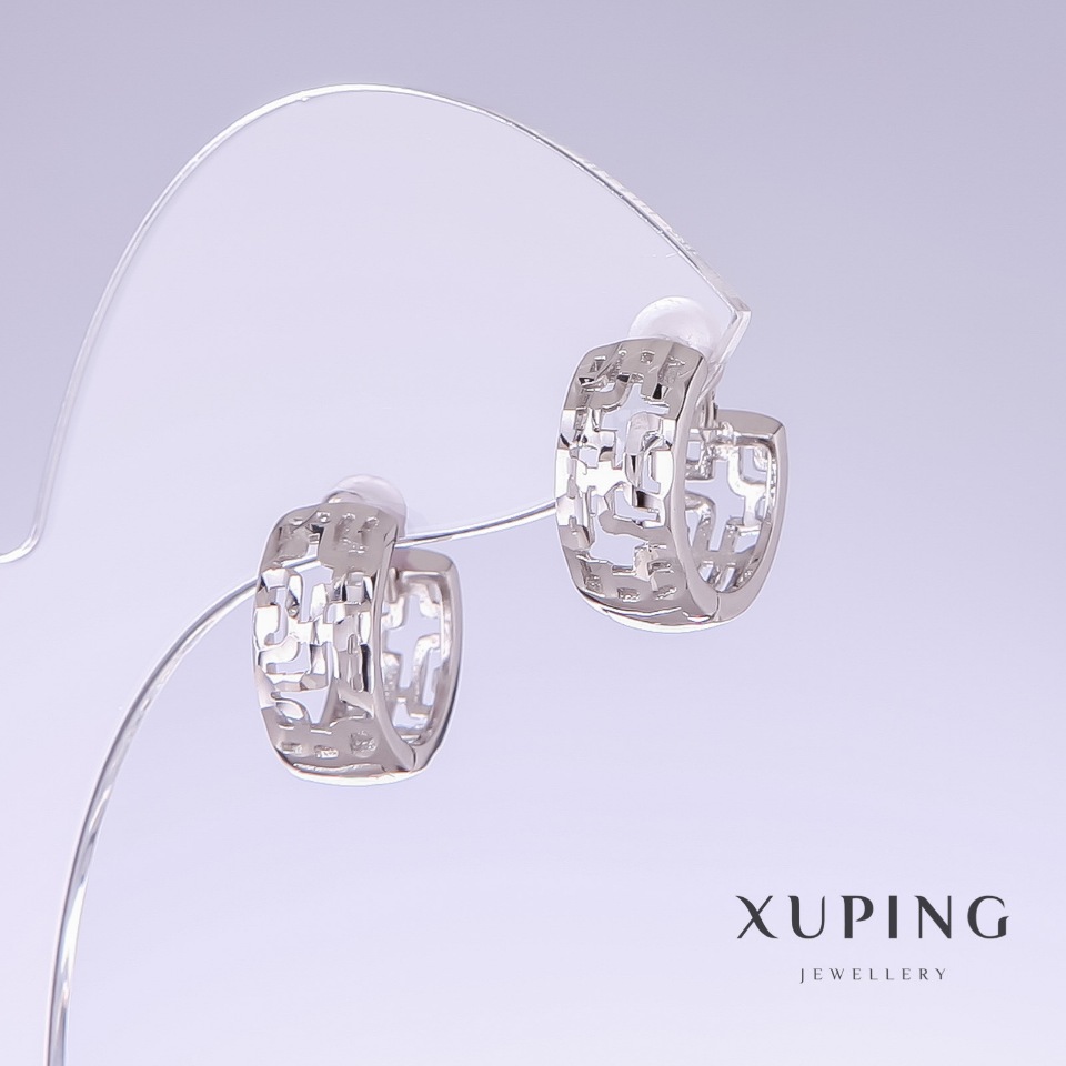 Сережки Xuping, довжина 14мм, товщина 6, 5мм родій