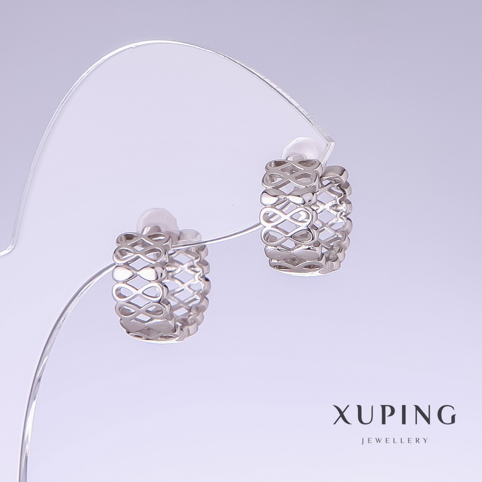 Сережки Xuping, довжина 13мм, товщина 7мм родій
