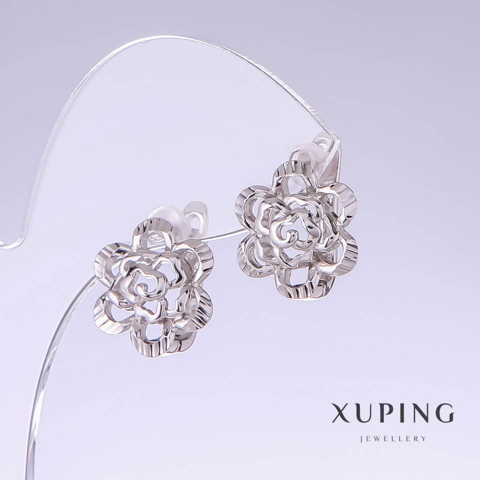 Сережки Xuping, довжина 15мм, товщина 14мм родій