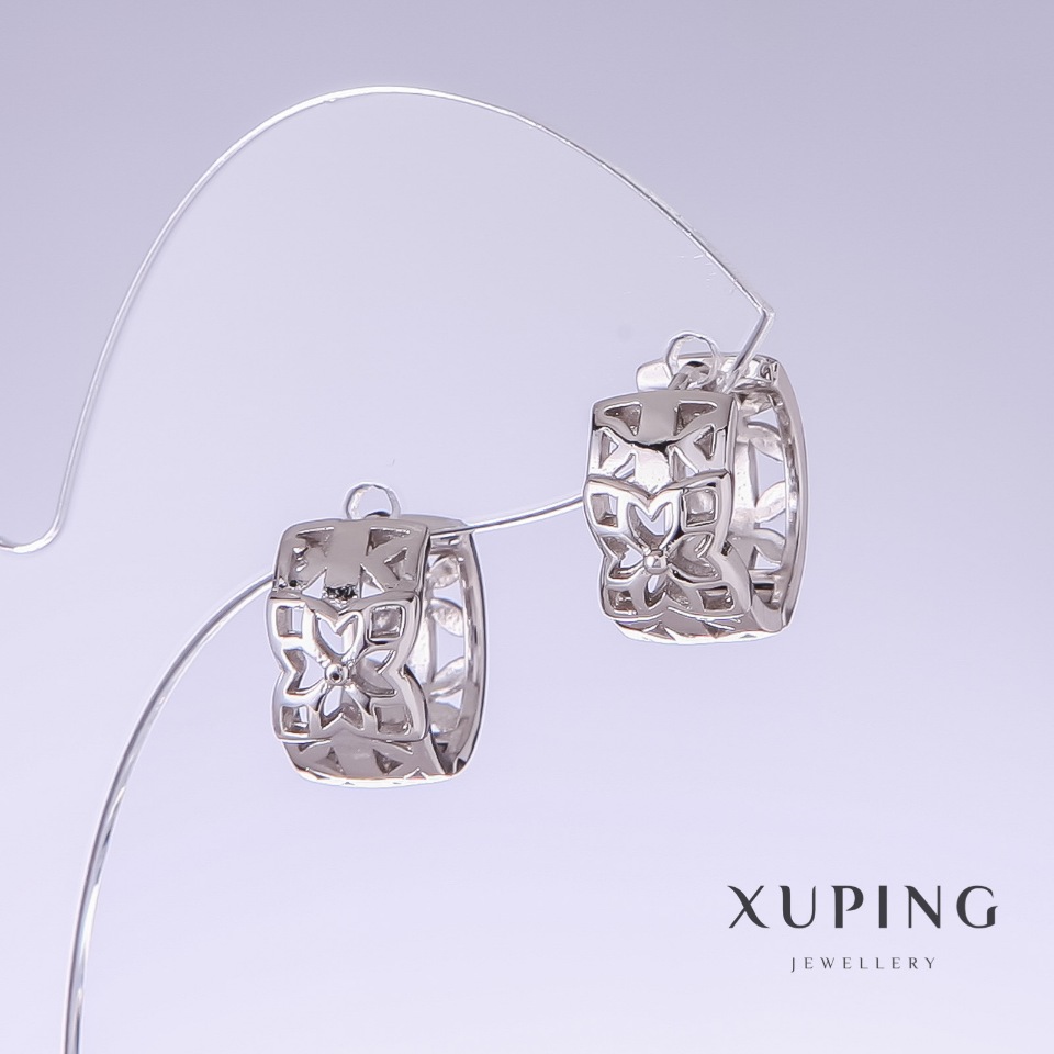 Сережки Xuping, довжина 15мм, товщина 8мм родій