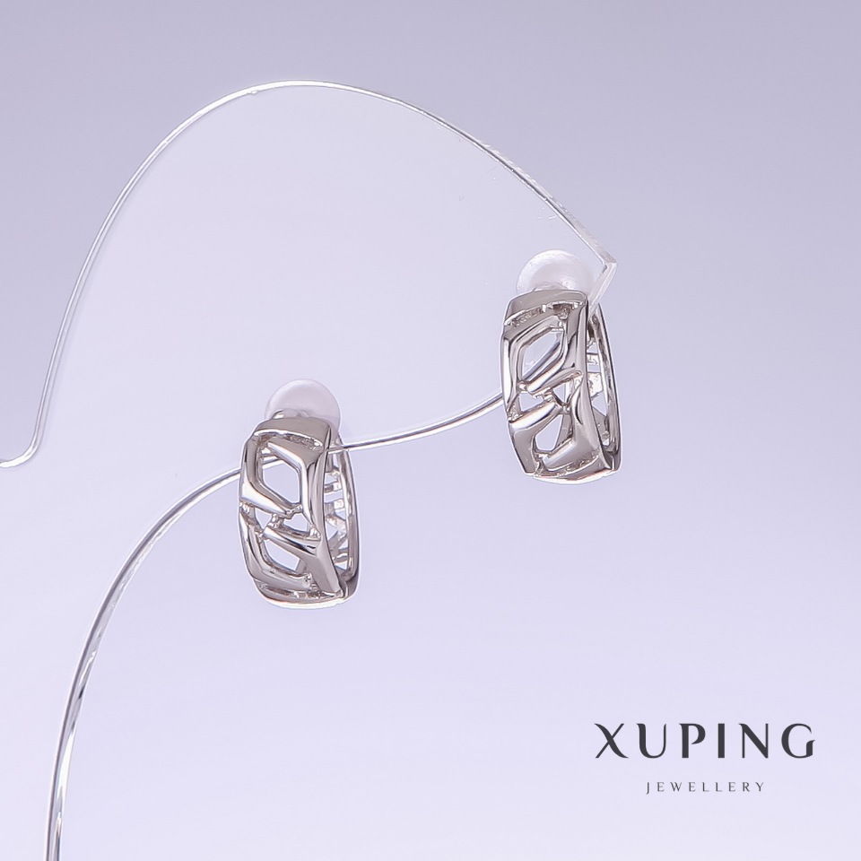 Сережки Xuping, довжина 12мм, товщина 5мм родій
