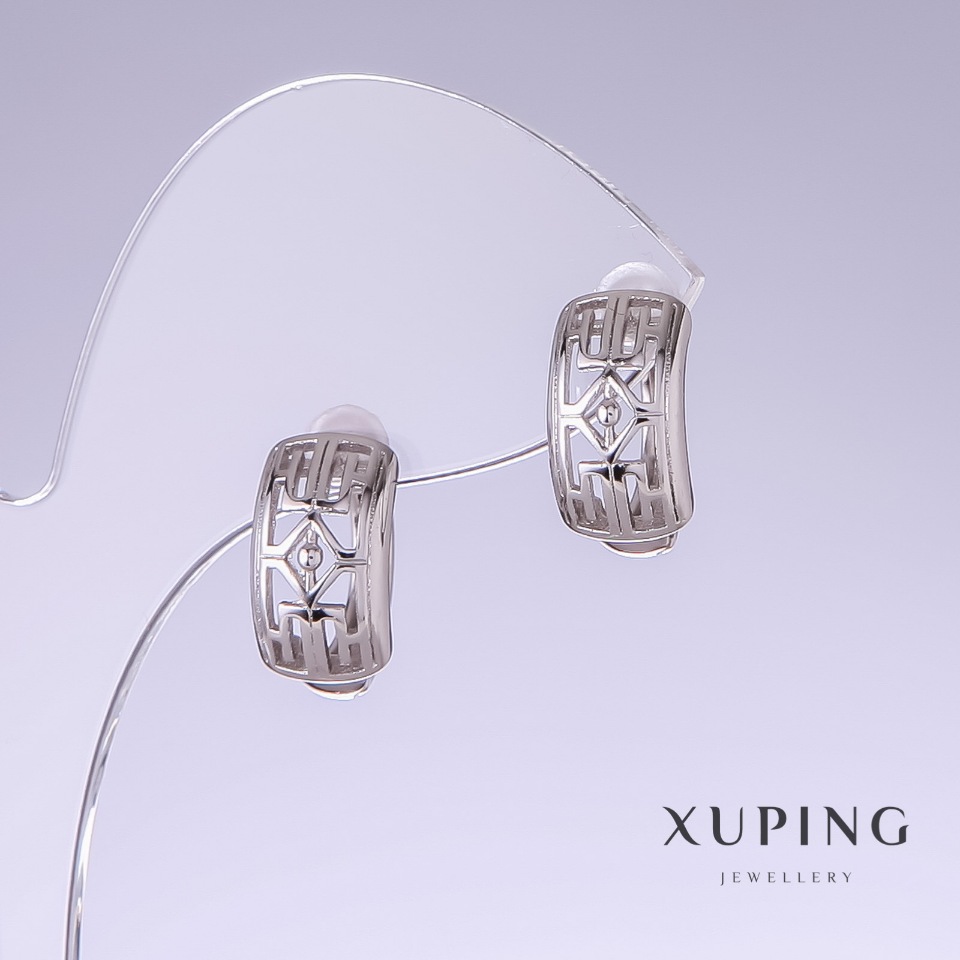 Сережки Xuping, довжина 15мм, товщина 8мм родій